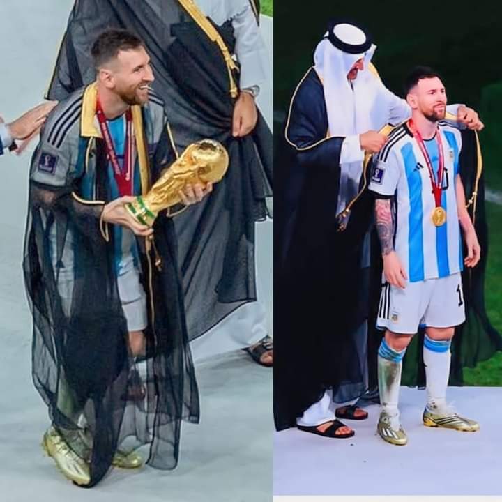 شيخ #العرب تميم يتوج ملك #الدنيا ميسي