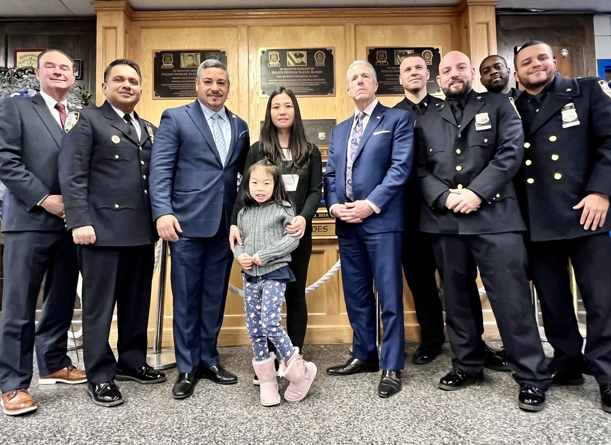 Today we gather at the <a href="/NYPD84Pct/">NYPD 84th Precinct</a> to honor and remember our fallen heroes, Detectives Liu &amp; Ramos, eight years after their murder. We remain forever in awe of Det. Liu’s widow, Sanny and their miracle daughter, Angelina — who inspire us everyday. #NeverForget