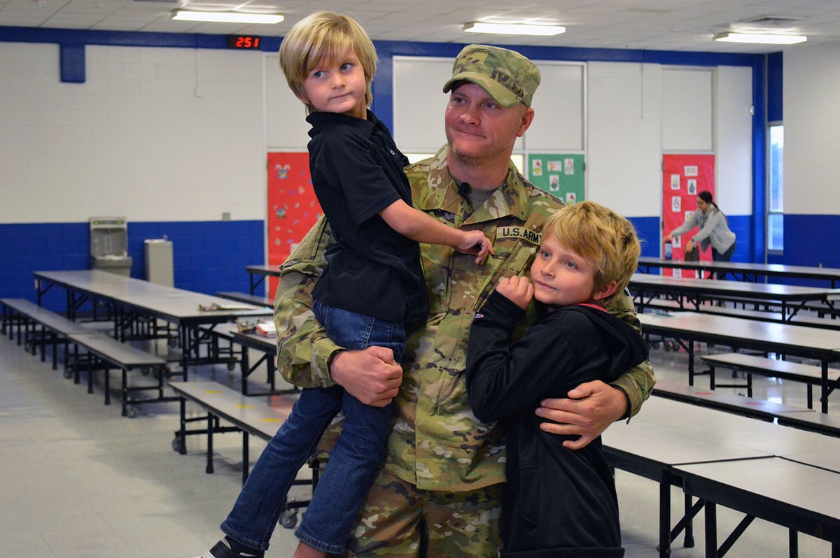 Two Club Estates Elementary School students got the best holiday surprise today! Their dad, who is serving in the U.S. Army, returned home and surprised them at school.
