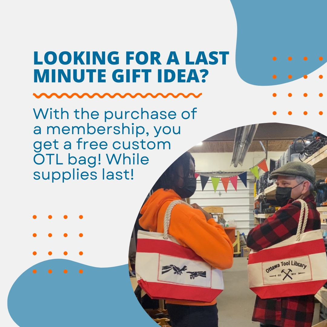 yowtoollibrary's tweet photo. A yearly OTL membership is the gift that keeps giving! 
🎁
Memberships are activated when they come into the OTL and borrow their first tool. 
https://t.co/jYtgpYm9of  
🛠
#otl #membership #freebag #free #lastminutegift #giftideas #giftgiving #otlbag #custombag #limitededition https://t.co/ZP6XYyri0x