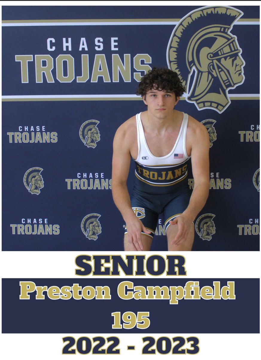 Wrestling_CHASE's tweet photo. Seniors Preston Campfield (24-4) and Daylon Lemons (20-5) on the 22’-23’ season. @CHASE_High  #BlueisforBruisesGoldisTheStandard https://t.co/hXPKhDyKwj