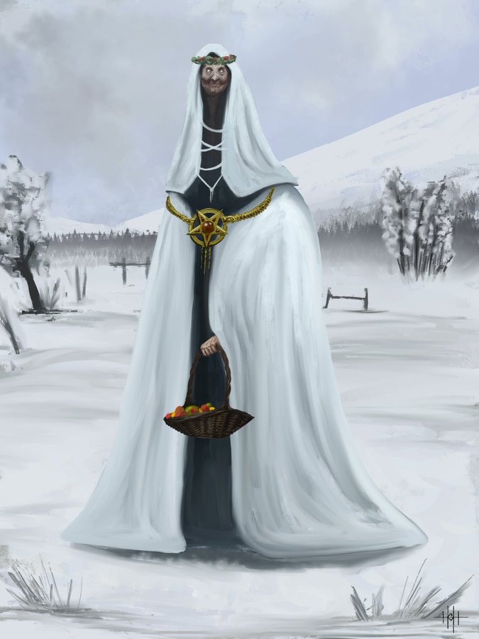 shannawrites1's tweet photo. #LegendaryWednesday @LegendaryWedne1; In the alpine regions of Germany and Austria, Frau Perchta is the terrifying Christmas witch who judges the behavior of children. Good boys and girls would find a silver coin, but bad children would get the gift of disembowelment. https://t.co/C32C5kk93a