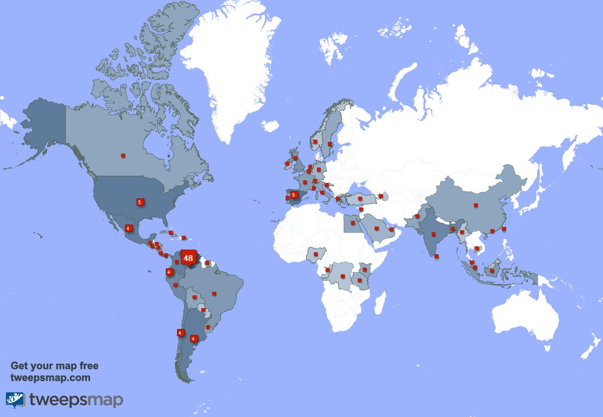 Muchas gracias a mis 3 nuevos seguidores desde Venezuela, y más durante la última semana. tweepsmap.com/!DiamarisSilva