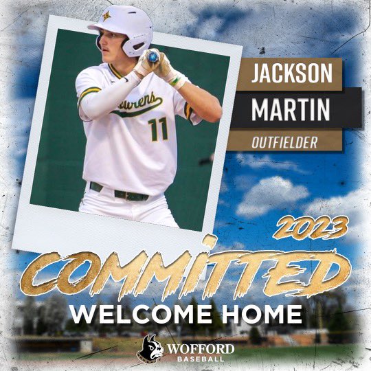 Jackson Martin (@jackson11martin) on Twitter photo I am excited to announce my commitment to <a href="/WoffordBaseball/">Wofford Baseball</a>. I am blessed to be part of the Wofford Family. Thank you to all my coaches, teammates, friends, and family for helping me get to this point. My work has just begun. To God be the glory, great things he has done! I am excited to announce my commitment to <a href="/WoffordBaseball/">Wofford Baseball</a>. I am blessed to be part of the Wofford Family. Thank you to all my coaches, teammates, friends, and family for helping me get to this point. My work has just begun. To God be the glory, great things he has done!
