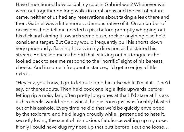 Fessionsoaff's tweet photo. Cousin Gabriel 2 #fart #farting #fartfiction #fartfetish https://t.co/ilDxdnYibi