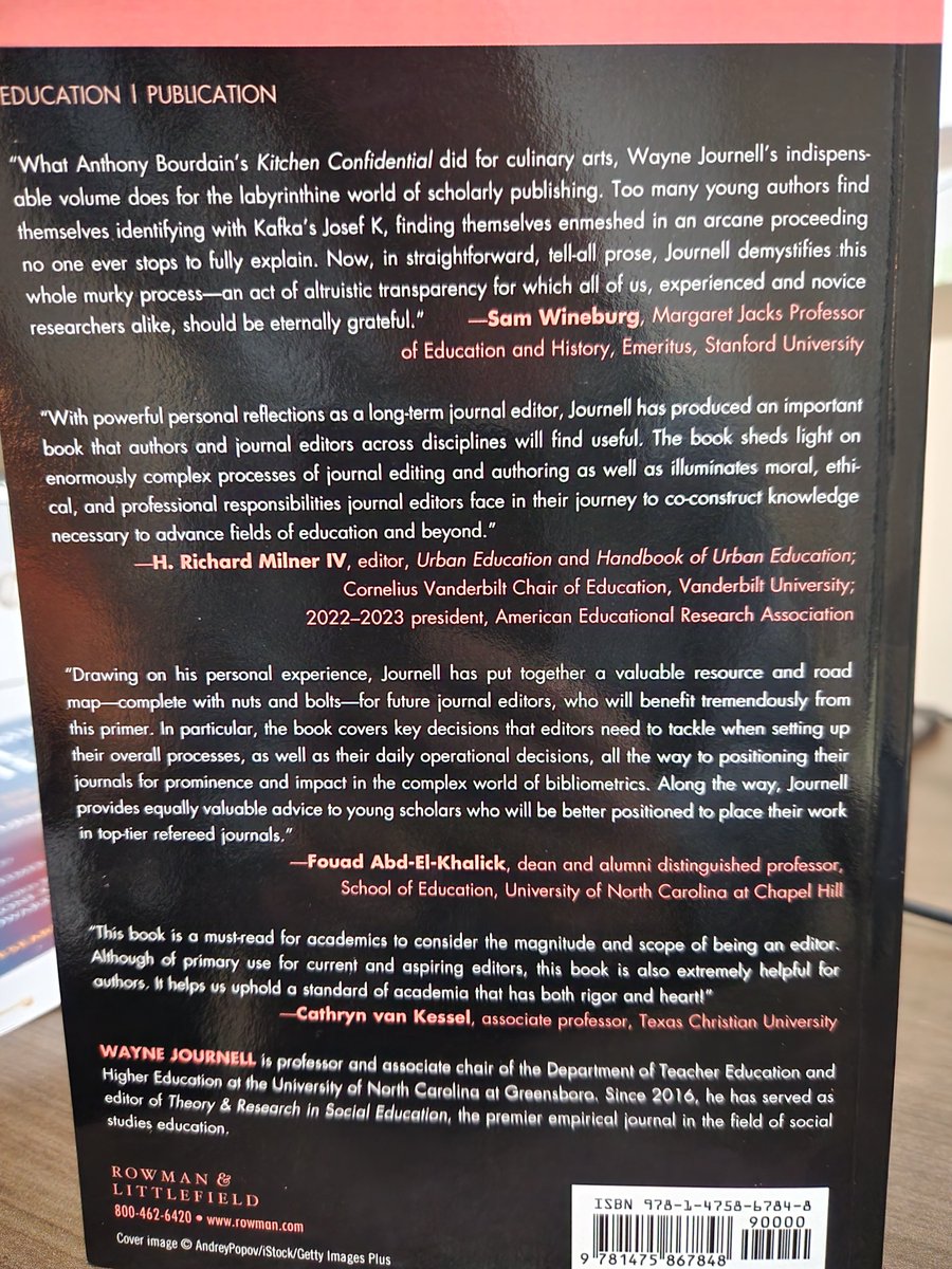 My latest book is officially out in the world! If you are interested in insider tips on scholarly journal editing and/or academic writing, check it out. Thanks to <a href="/samwineburg/">Sam Wineburg</a> <a href="/MilnerHRich/">Rich Milner</a> @DrEvilAcademic &amp; Fouad Abd-El-Khalick for the kind endorsements!