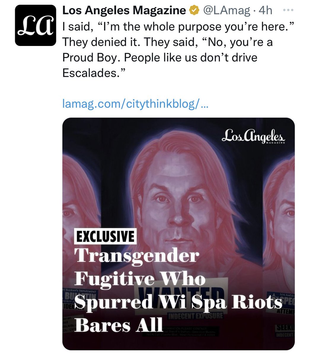 jeremyreporter's tweet photo. LA’s WiSpa Riots Uncovered: In 2017 @JerryBrownGov signed SB179- ‘Gender Recognition Act’ by @ToniAtkins @Scott_Wiener. It activated in 2019, &amp; Darren Merager became Female. Today, Merager’s bail is 350K…

Merager Bares All: Outlier, Deviant or Activist?

https://t.co/00RjvzYbqd https://t.co/DKJTOlQ5fD