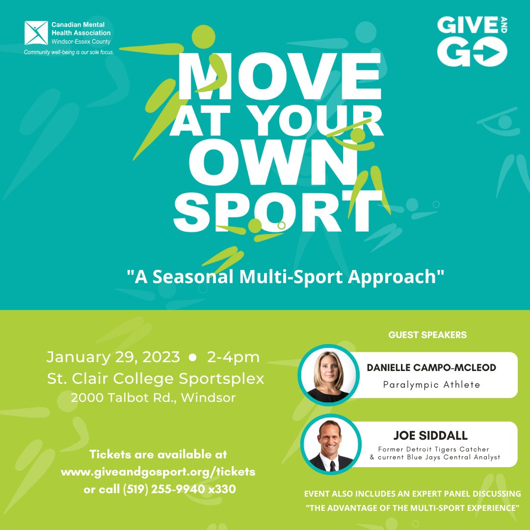CMHA Windsor (@cmhawecb) on Twitter photo Give And Go Sport Education and CMHA-WECB are proud to host @campo_mcleod and <a href="/SiddallJoe/">Joe Siddall</a> at the "Move At Your Own Sport" event on January 29 at the St. Clair College SportsPlex. Tickets available now!
giveandgosport.org/tickets Give And Go Sport Education and CMHA-WECB are proud to host @campo_mcleod and <a href="/SiddallJoe/">Joe Siddall</a> at the "Move At Your Own Sport" event on January 29 at the St. Clair College SportsPlex. Tickets available now!
giveandgosport.org/tickets
