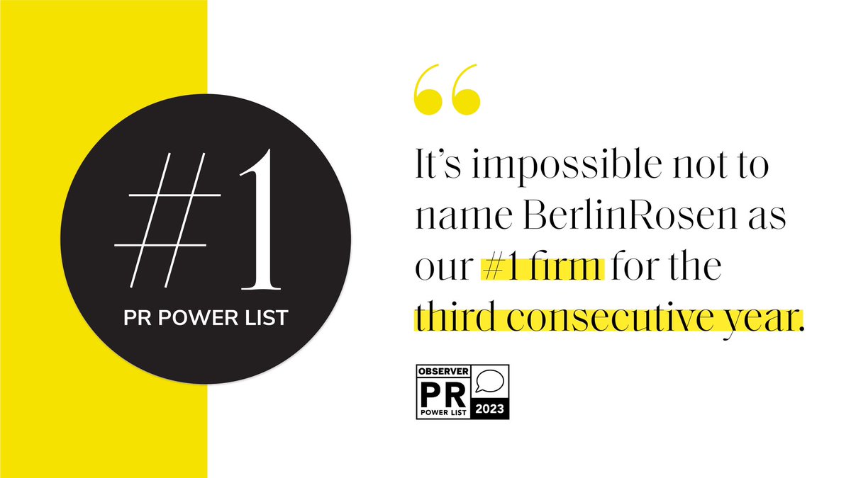 Wow! We just extended our record as the agency with the most #1’s on <a href="/Observer/">Observer</a>’s #PRPower ranking. 🏆

We’re so grateful for this honor, and incredibly thankful for our team and partners who made this possible. 

Check out the full list:
observer.com/list/the-pr-po…