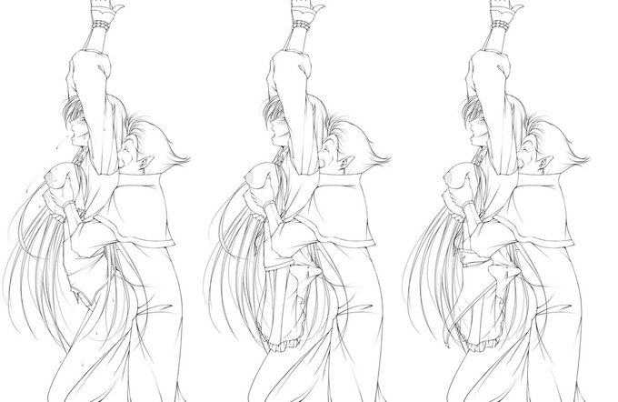 今日の一枚も現在セール中の昔描いた #ワーズワース の18禁同人漫画「がんばれシャロンちゃんA」の作業中の画像。
今回は某コマの塗りに入る前に差分に問題があるか調べた時の物。
個別脱衣は差分の服装がそれぞれ変に干渉しやすいので描く時にかなり気を使います。😮‍💨

FANZA https://t.co/xE6awP7FFz 