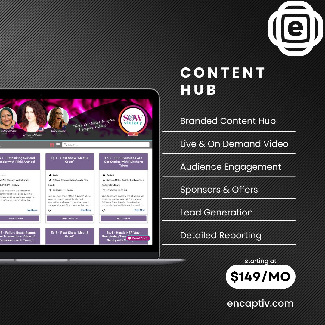 Transform ur video content into more leads + conversions with encaptiv's branded content hubs!

Know:
👀 WHO is watching
⏯ WHAT they're watching
⏰ TIME spent watching
📧 EMAIL addresses 

And easily convert them to customers, donors or fans! 

#Content #contentmarketing #hubs
