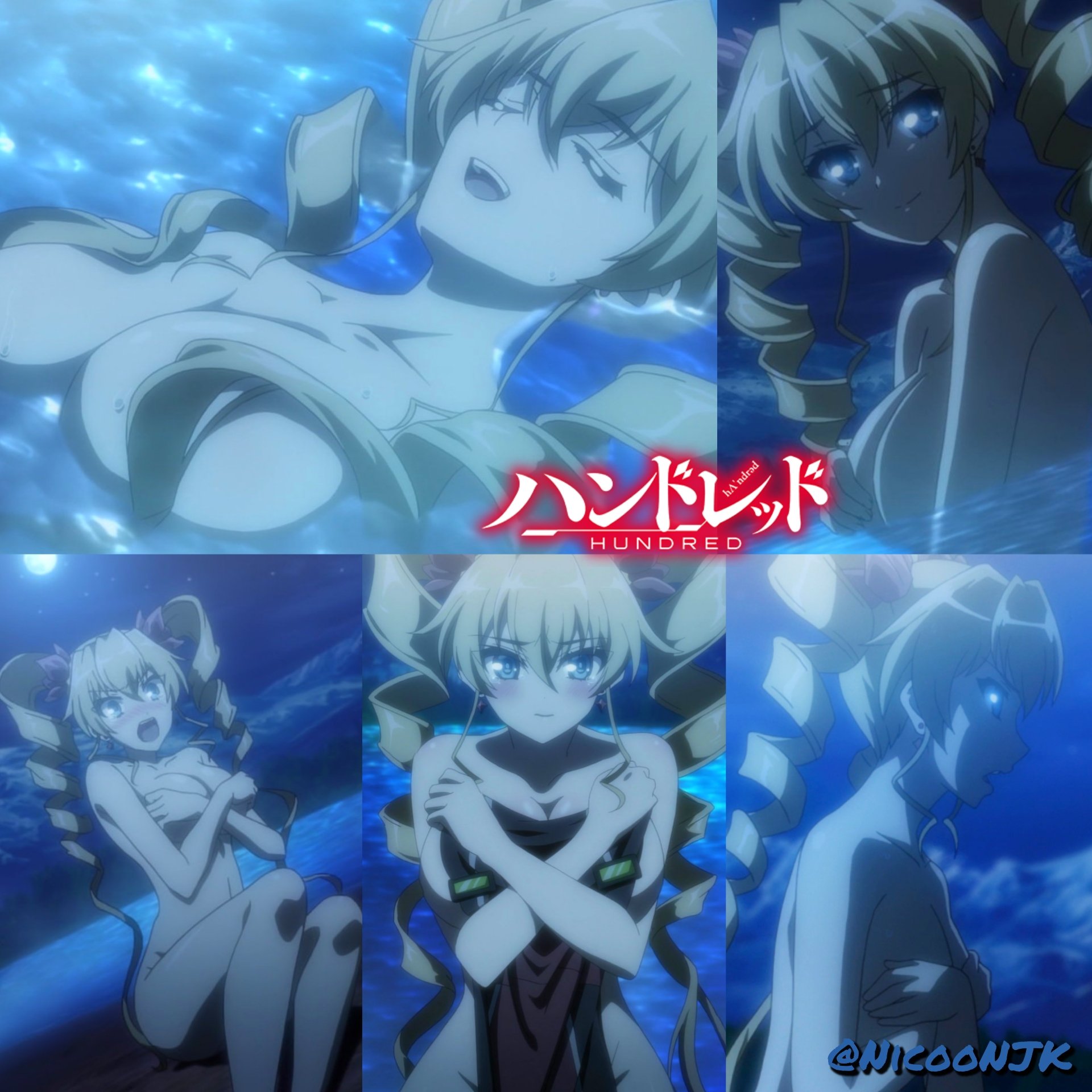 NicooNJKCollage Art on X: Anime:Hundred Claire Harvey swimming nude under  the midnight blue. t.coJrRTJflTRt  X
