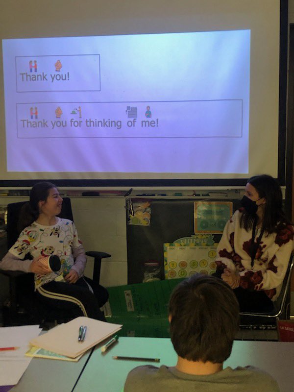 MrsGiangrandSLP's tweet photo. We had fun during social communication with @mslynchmac students. We practiced getting gifts we did not like, and how to still be kind! Everyone did great! https://t.co/rdq3UyRBWM
