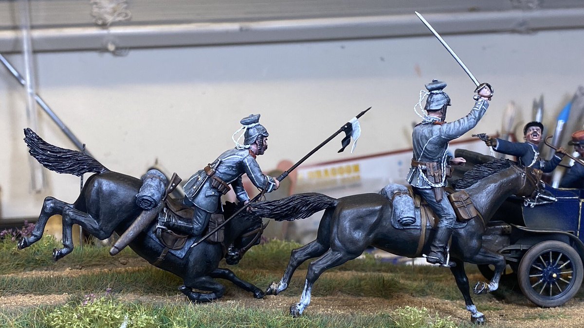 marcuswhite's tweet photo. #OhMerde
Bit more progress painting up the German Uhlan Cavalry, for the 1914 battle of the frontiers scene. https://t.co/2uOtPVShFr