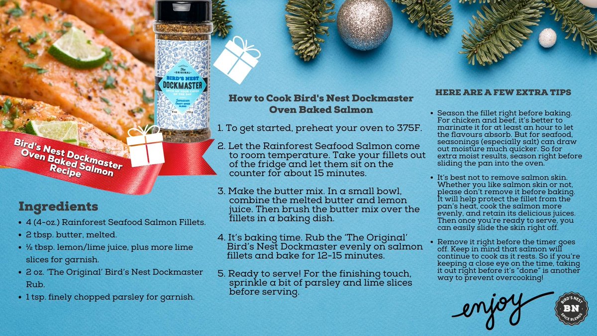 birdsnestja's tweet image. This delicious dish will change the way you experience salmon! Our Dockmaster Oven Baked Salmon Recipe is the PERFECT addition to any fish lover's repertoire this holiday season. #Dockmaster #Salmon #BirdsNestRecipes