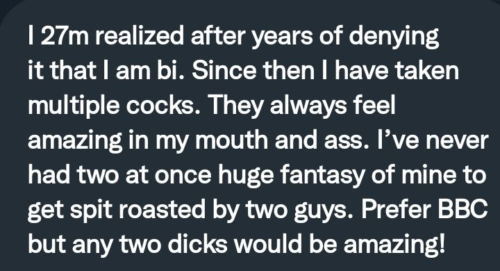 PervConfession's tweet photo. He wants 2 dicks https://t.co/V5BsZzqTze