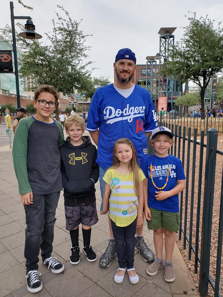 DodgersBro's tweet photo. This was from 2019 our last family Dodgers game.  My twitter is @CaseySmiles73   I will post more there as the days go by and check in here when I can.  Thank you all for caring about my husband! You are his people! He felt loved and accepted here. The kids say thank you too! https://t.co/ePtOkEmEgg