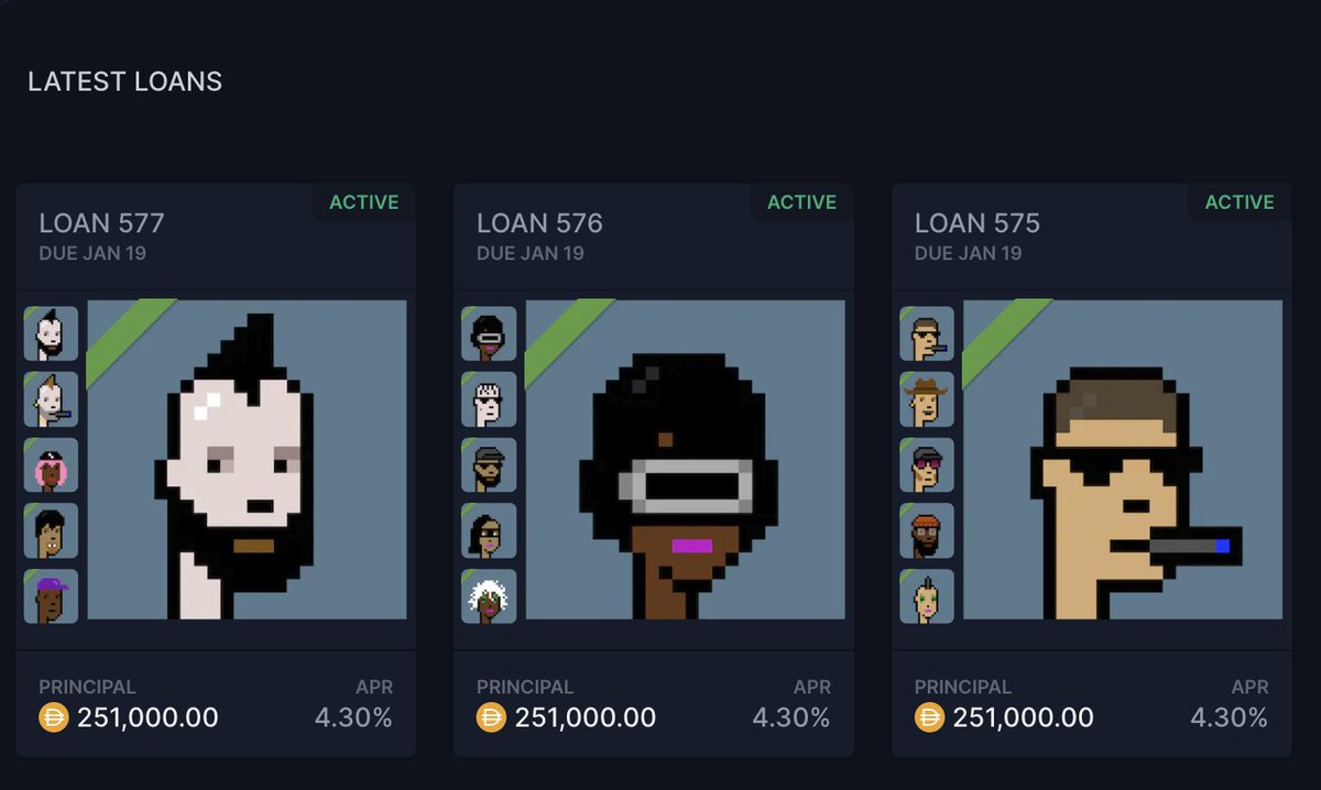 Someone just took out a $753k loan on 30 Cryptopunks at 4.3% APR

The average 30-yr fixed mortgage in America today is 7.2% APR... 

Wild to think you can borrow against some jpegs at better rates than you can borrow against a house in America