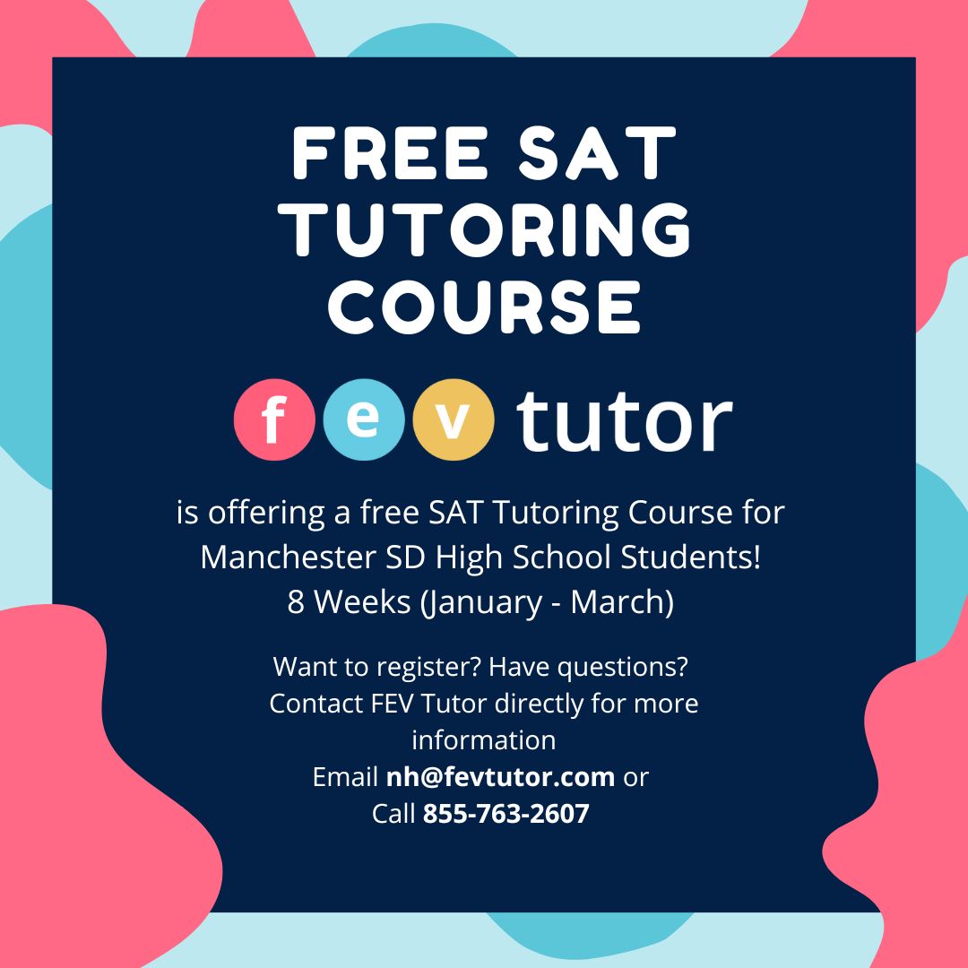 Planning to take the SAT next spring? We've partnered with <a href="/FEVtutor/">FEV Tutor</a>  to offer a free SAT course for our high schoolers. The 8-week course runs from January to March, with a variety of times available. Interested? Get started by filling out this form: bit.ly/3VeVrSf.