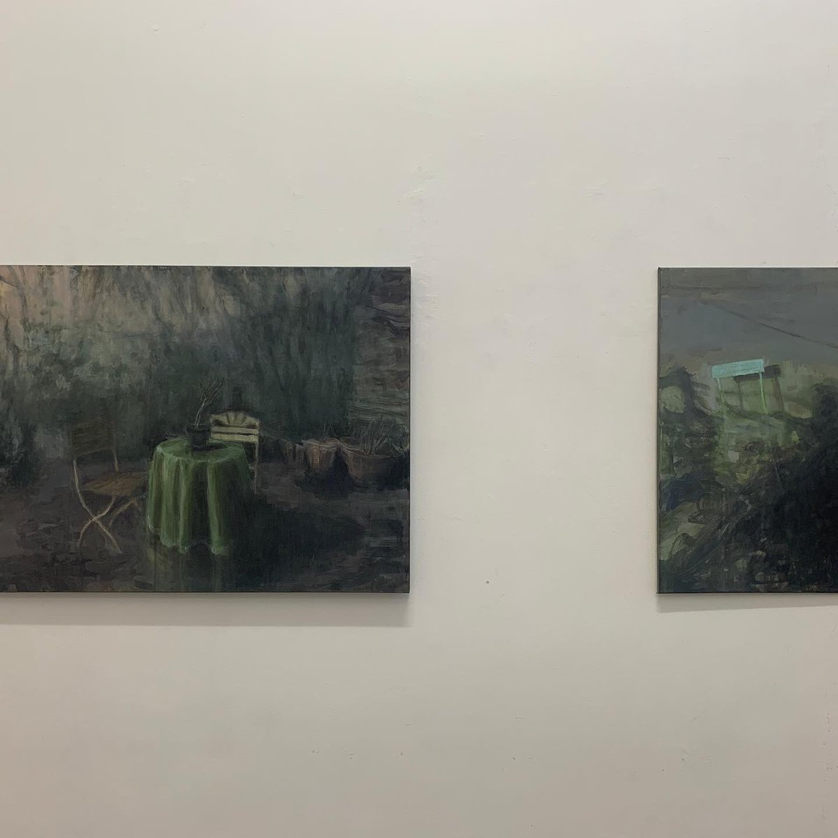 Berkiel's tweet photo. On show now at Taylor Galleries Winter exhibition. ‘Night garden i and ii, oil on canvas. 2022. Open 10-5 daily. @TaylorGalleries @Aosdana https://t.co/JdDem3kNvw