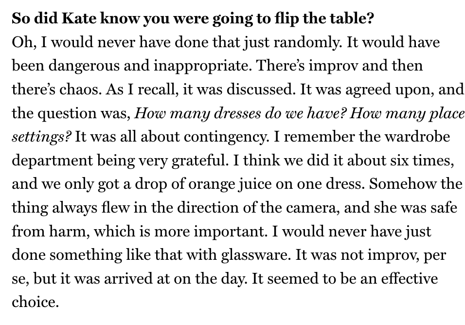 tbh i could kiss billy zane for this professional no bullshit answer about the 'improvised' table flip
