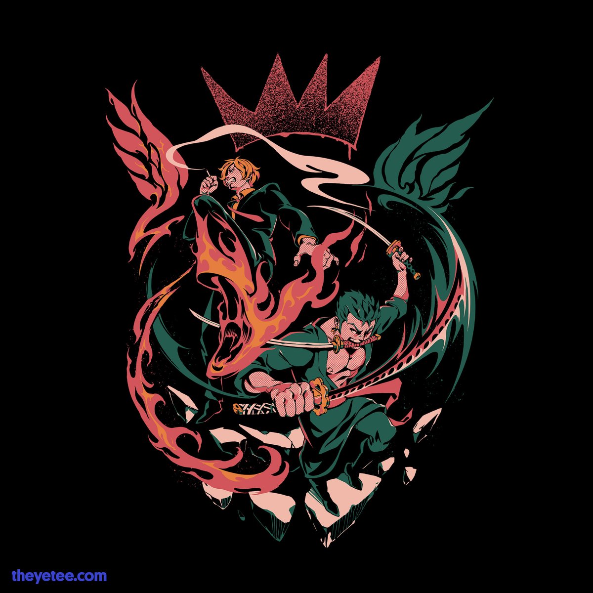 ロロノア・ゾロ ,サンジ(ワンピース) 「A team up resulting in a razor-sharp dis」|The Yetee 🌈のイラスト