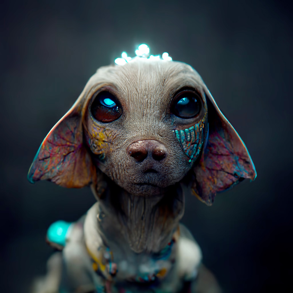 This is Elenia...🐶👽
She is the official diplomat and representative of the Paw Pixies breed. She stands for political, racial and social justice. Her first goal is to tell the story of the Pixies in a playful way.
#nfts #dogliens