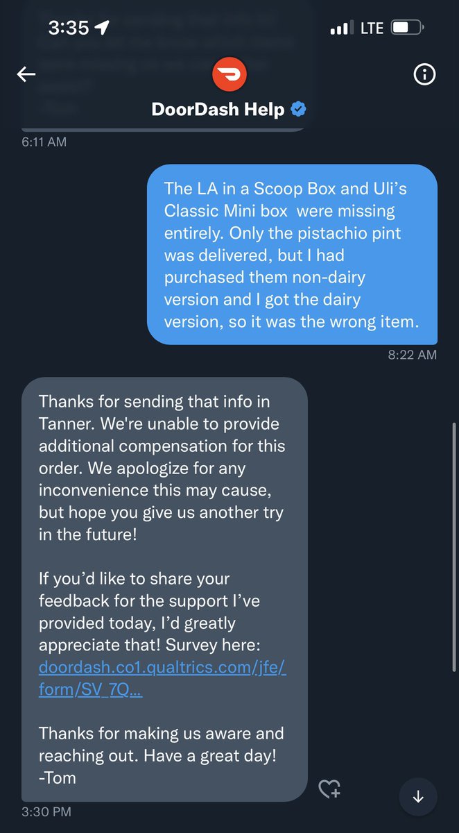 tanneralvarez's tweet photo. @DoorDash_Help 9 days later, and I’m still fighting with @DoorDash for a refund on items I didn’t receive.

You cannot expect me to be okay with the fact that I paid for $125 worth of food, and received one of the items valued at $12, AND the item was incorrect @t_xu https://t.co/BUfVTCNk1l