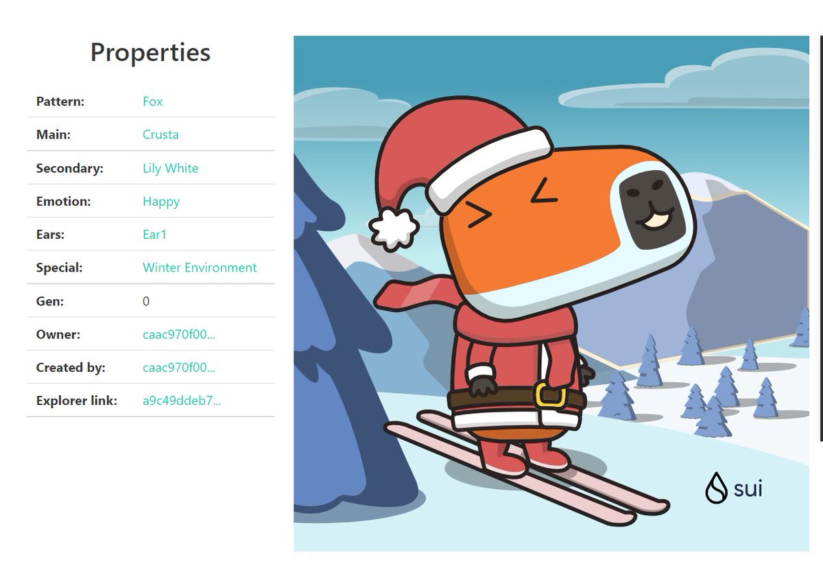 K6Glj's tweet photo. Capy-Rogan:He is a playful little boy who likes to play tricks, and he is trying to play tricks on others.

🎁 I just unboxed my Sui Holiday Capy! ❄️ 
Create your own Capy here:  https://t.co/c6YvAu1u0w #CapyHolidays https://t.co/3lZKRifHtM