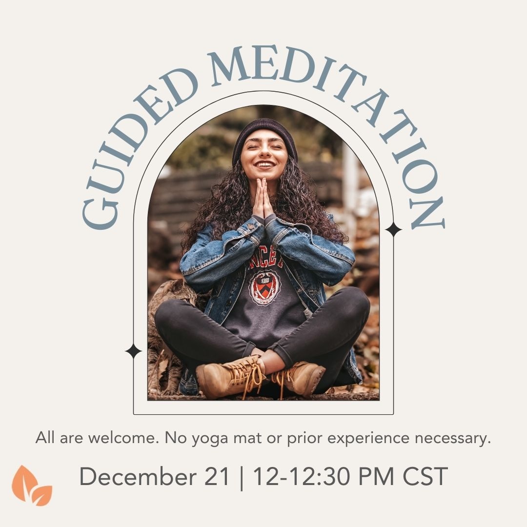Join us tomorrow, 12/21, at 12PM CST to learn a few tools for staying grounded &amp; present this holiday season. We'll guide you through light stretching &amp; a brief meditation. No experience or yoga mat required. All are welcome: bit.ly/3HSCbXI. #griefandloss #mindfulness