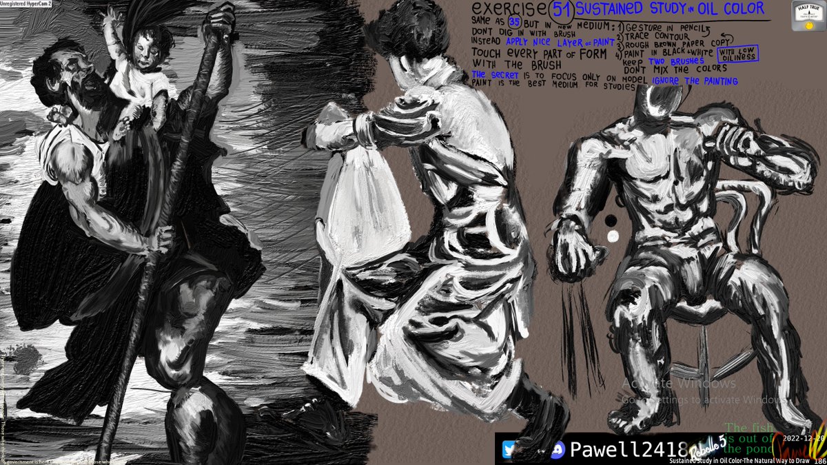 Pawell2418's tweet photo. #TheNaturalWayToDraw - Sustained Study in Oil Color
So according to the book the begs in oil should use as dry paint as possible to prevent the paint merging uncontrollably. Sadly in Rebelle even with maximum oil slider the colors still refuse to blend and mix. Lmao. https://t.co/ovMJrSvQ7r