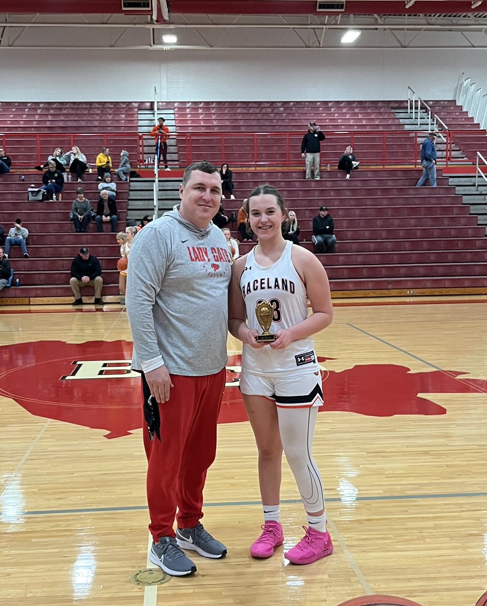 Marty_Thomas31's tweet photo. Congratulations to Nim Maynard for player of the game honors vs Carroll Co in the Bath Co. Mike Bromagen LadyCat Legend Classic. Great game Nim! https://t.co/Cd9NLIqbz1