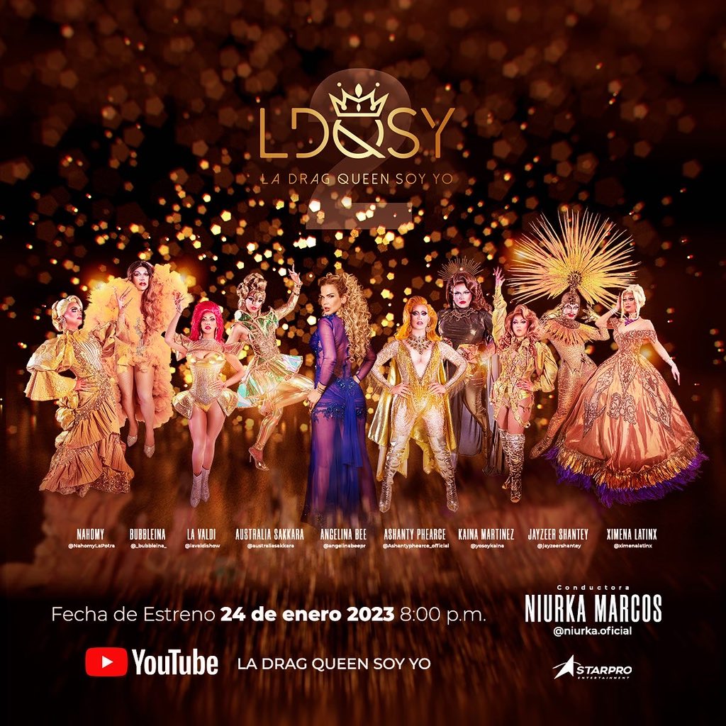 AngelinaBeePR's tweet photo. Llego el momento de anunciar la fecha oficial de la SEGUNDA TEMPORADA del Reality Show LA DRAG QUEEN SOY YO, 24 de Enero 2023 a través de la plataforma de YouTube en el canal de La Drag Queen Soy Yo, siendo Niurka Marcos la conductora oficial a partir de las 8:00pm. #teambee https://t.co/wHJw006zIM