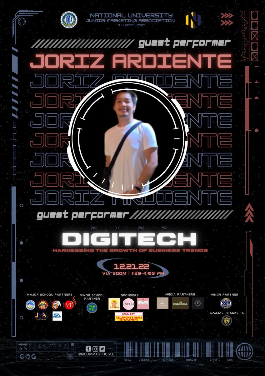 NUJMAOFFICIAL's tweet photo. It's getting colder, Marketistas! 

Gear it up and Join us in DIGITECH 2022! Catch Joriz Ardiente in one of his warm and stunning performances and witness the ever energetic and one and only NU Dance Company!

#DIGITECH2022 
#IntensifyingExcellence 
#NUJMANovous https://t.co/zZCNfarmOK
