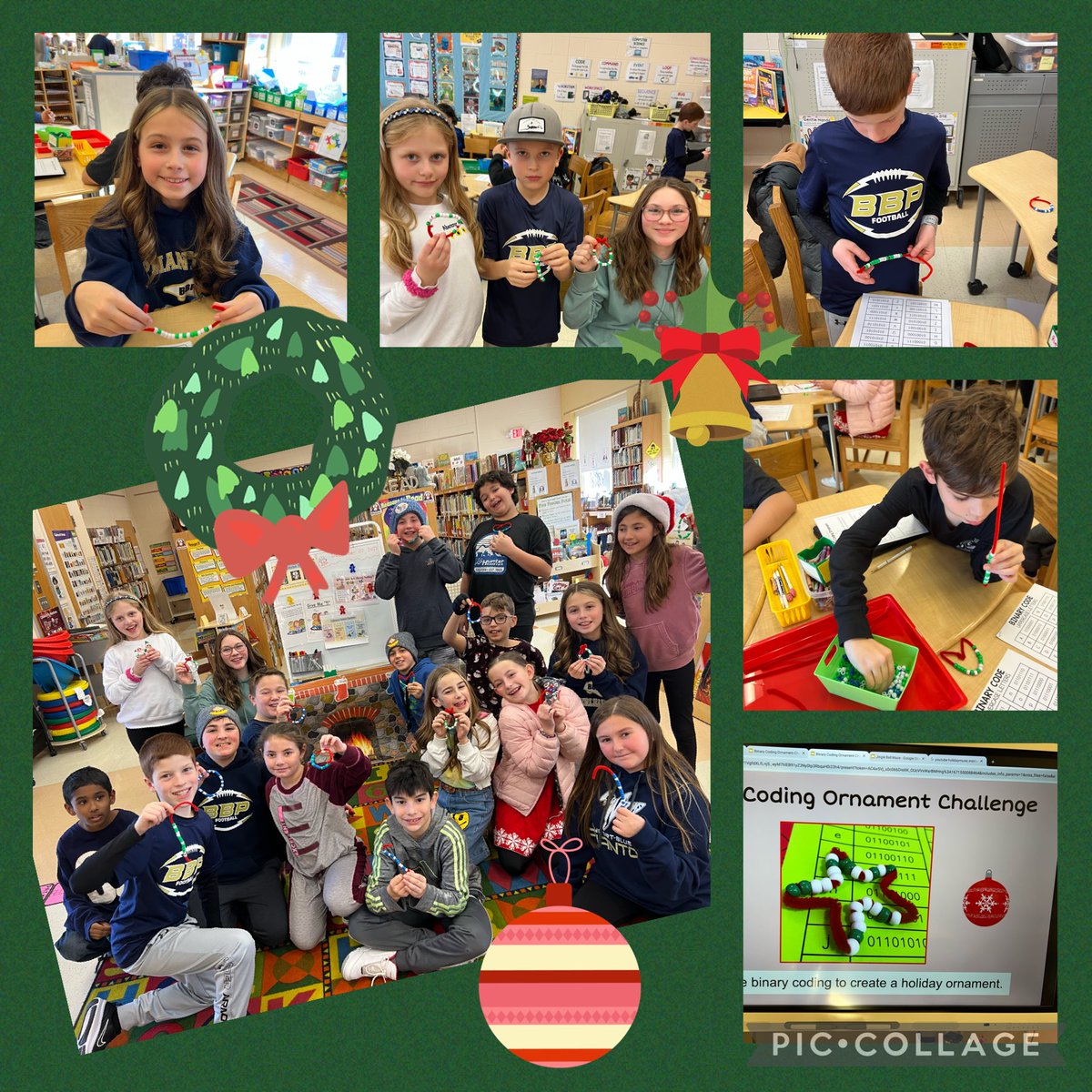 5KL created holiday ornaments for someone special using binary code and then cracked a secret coding message. 🎄🔎Great work and effort! ⁦@BPESchool⁩ ⁦@BBPSchools⁩ ⁦@TrishLeeBPE⁩ #codingisfun #BBPlibrary #holidaychallenge