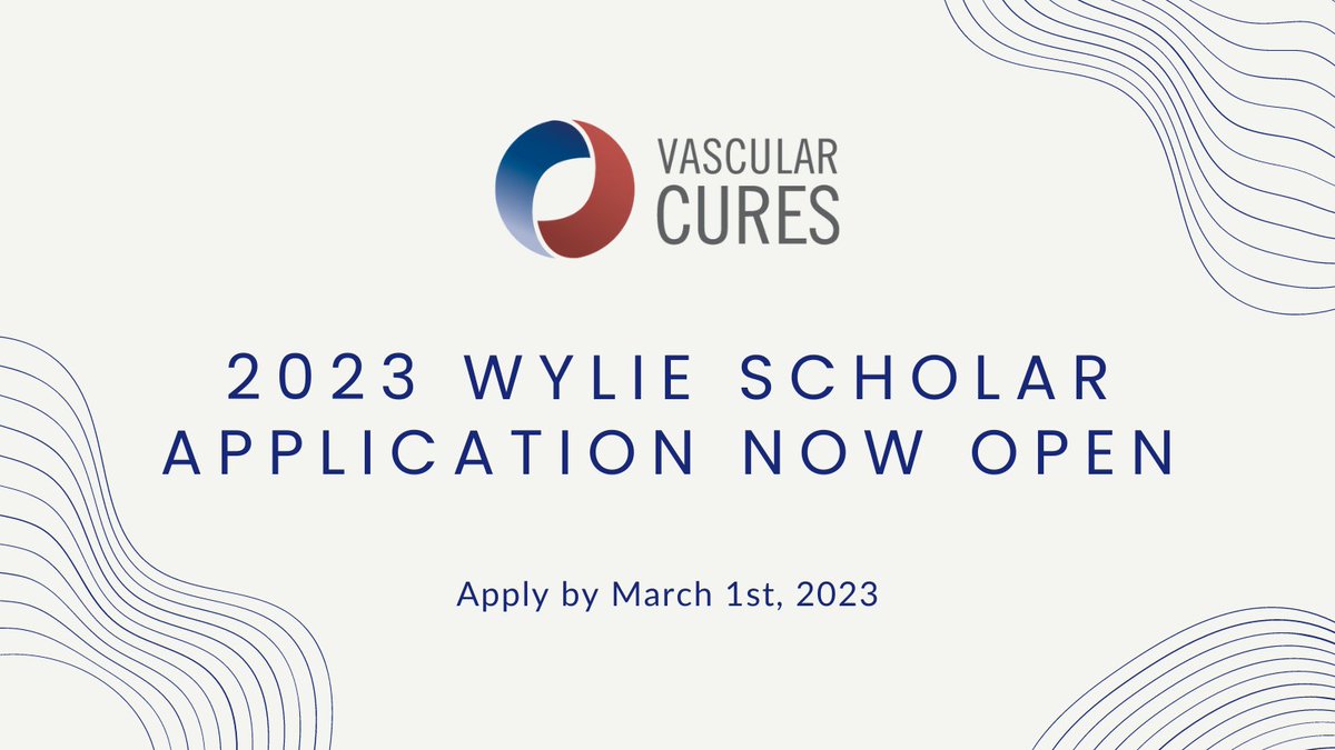 Apply for the 2023 Wylie Scholar Award. For each $150,000 grant, Wylie Scholars have generated an average of $6.1 million per scholar in subsequent national research funding. vascularcures.org/2023-wylie-sch…