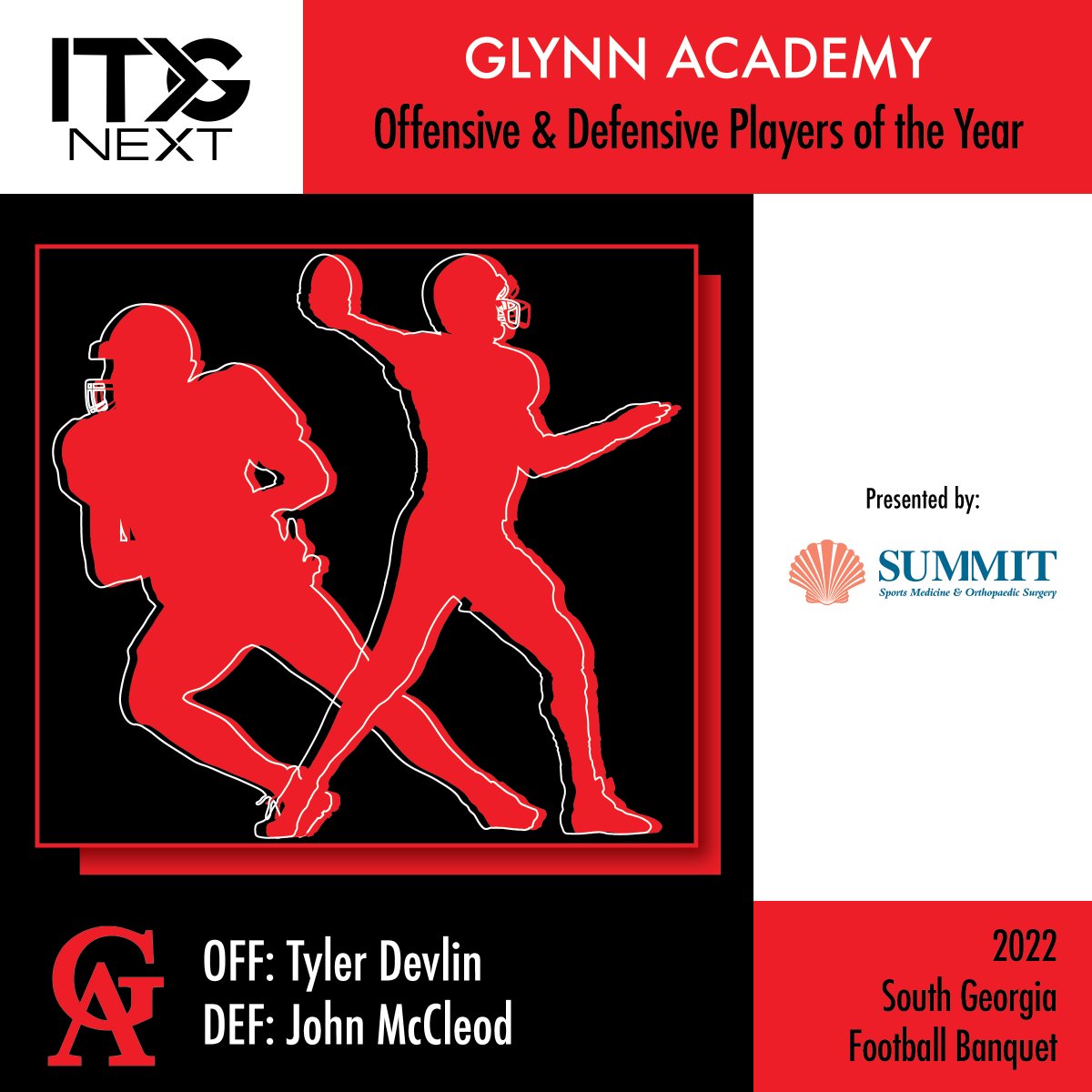 itgnext_georgia's tweet image. Congratulations to Frederica Academy, McIntosh Co. Academy, and Glynn Academy's Offensive and Defensive Players of the Year!

Presented by Summit Sports Medicine #sponsored

@jbtriplett4 @hampthompson12 @CampbellJareese @lake2linton @tdev28 

@faknights @GATerrors @glynn_academy