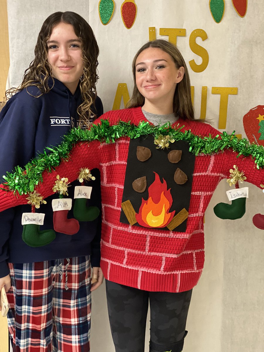 northhanson's tweet photo. Things are getting “ugly” in room 1302 with our Ugly Sweater Contest in full swing! Thanks to all who participated! Stay tuned for more creativity tomorrow and school voting!  #wearemiddnorth https://t.co/en2TJiQKeL