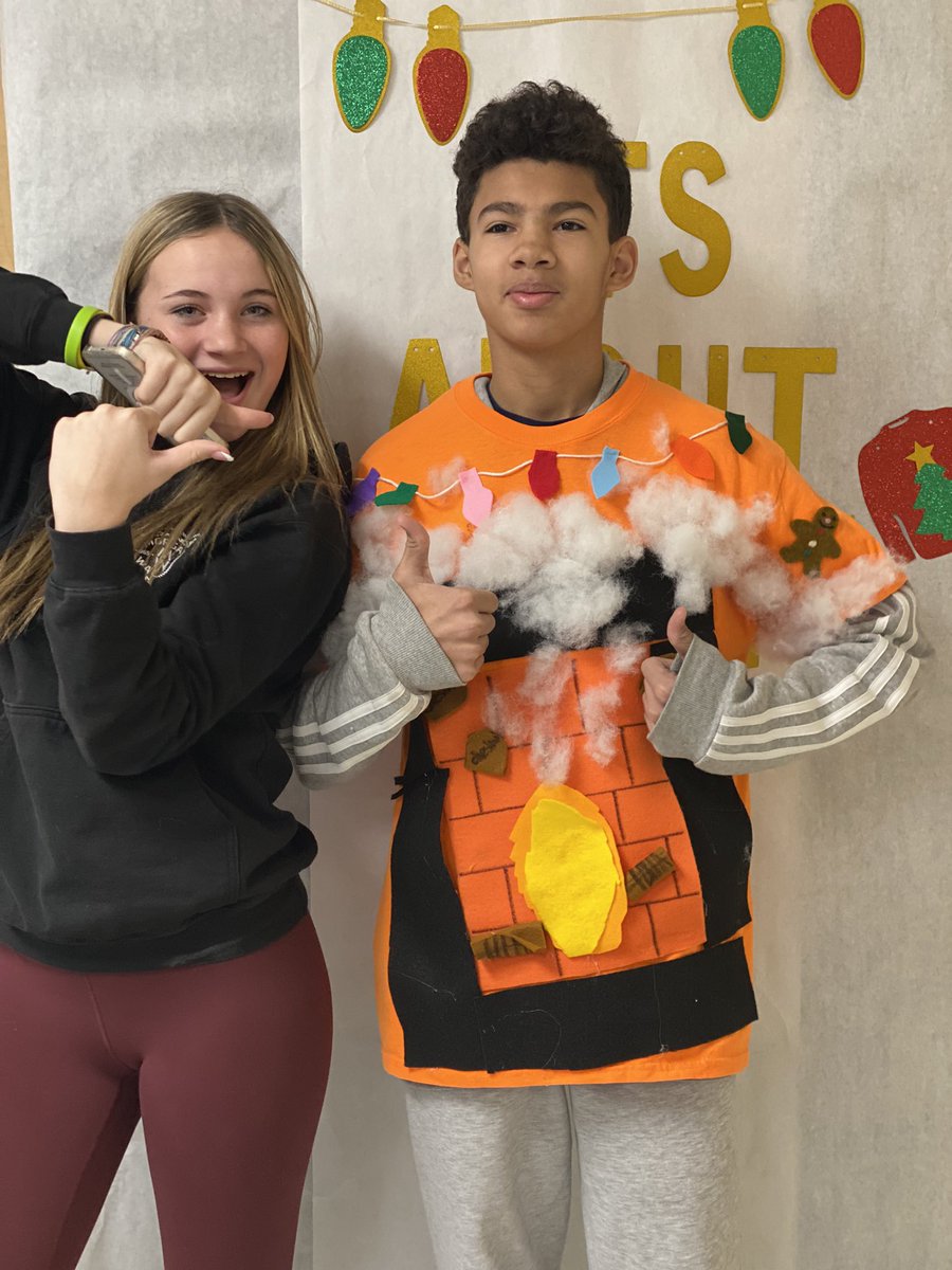 northhanson's tweet photo. Things are getting “ugly” in room 1302 with our Ugly Sweater Contest in full swing! Thanks to all who participated! Stay tuned for more creativity tomorrow and school voting!  #wearemiddnorth https://t.co/en2TJiQKeL