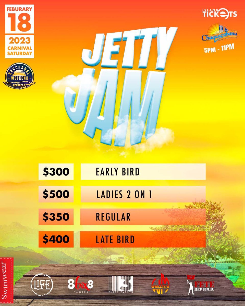 Three_EventsTT's tweet image. Jetty Jam tickets are available now‼️🥳 islandetickets.com/event/JETTYJAM…