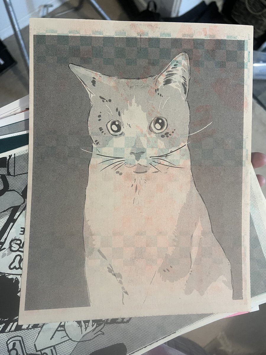 Time once again for riso misprints (mostly featuring my friend's cat) 