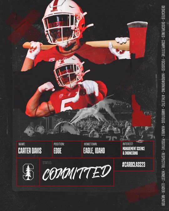 Carter Davis (@carterdavis81) on Twitter photo Committed ‼️ <a href="/StanfordFball/">Stanford Football</a>
#CardClass23 🌲🪓
<a href="/TroyTaylorStanU/">Troy Taylor</a>
<a href="/CoachL_Anderson/">Lance Anderson</a> <a href="/Coach_ESanders/">Eric Sanders</a> <a href="/maeubanks/">Mike Eubanks</a> Committed ‼️ <a href="/StanfordFball/">Stanford Football</a>
#CardClass23 🌲🪓
<a href="/TroyTaylorStanU/">Troy Taylor</a>
<a href="/CoachL_Anderson/">Lance Anderson</a> <a href="/Coach_ESanders/">Eric Sanders</a> <a href="/maeubanks/">Mike Eubanks</a>