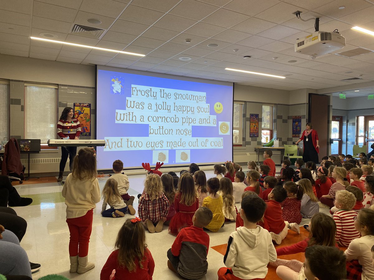 dedhamfinearts's tweet photo. The fabulous Ms. O’Shea (with guest appearance by Mrs. Kirby) lead the entire ECEC in a holiday/winter sing along!! @DedhamECEC @PrincipalKim @DedhamSchools https://t.co/ucF0w2hxb5