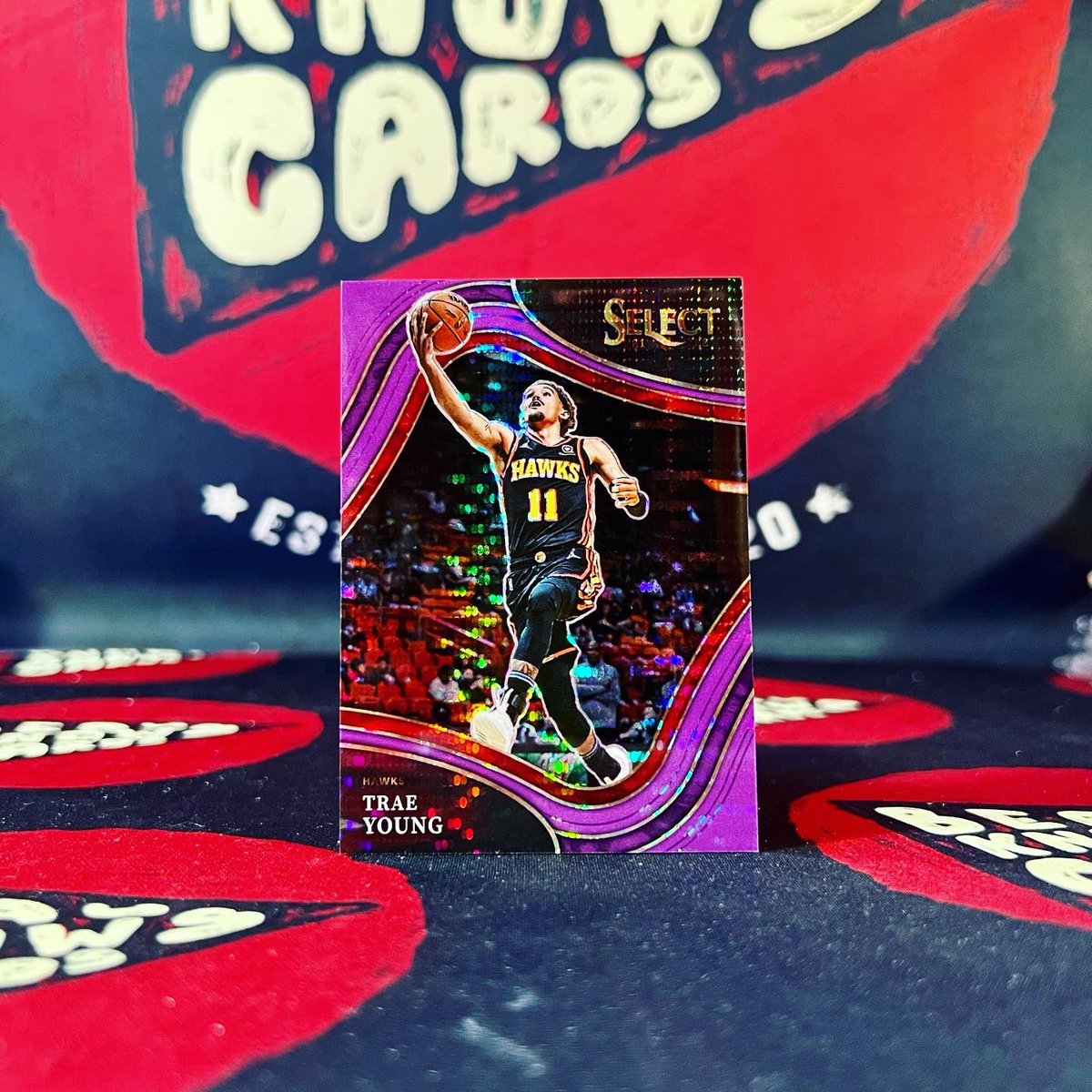BeauKnowsCards's tweet photo. 2021-22 Panini Select Trae Young FOTL Purple Pulsar 2/5! What a nice ass shine. Dm me for price info https://t.co/eZgOzs5TJg