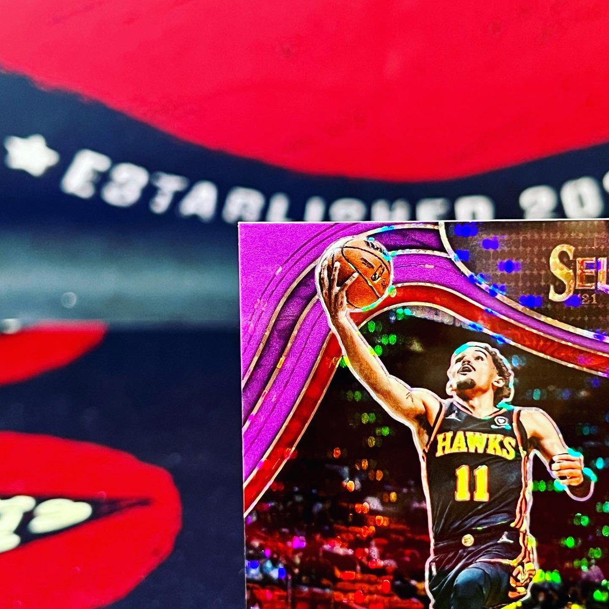 BeauKnowsCards's tweet photo. 2021-22 Panini Select Trae Young FOTL Purple Pulsar 2/5! What a nice ass shine. Dm me for price info https://t.co/eZgOzs5TJg