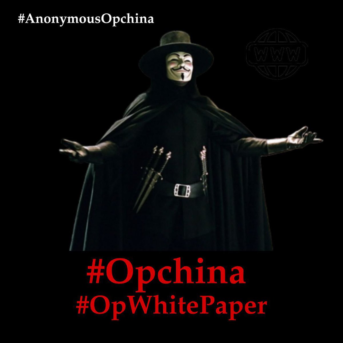 Anonymous starts attacking Chinese websites and cameras again!
#Opchina #OpWhitePaper 
---
Anonymous又开始攻击中文网站和摄像头了！

Expect Us!