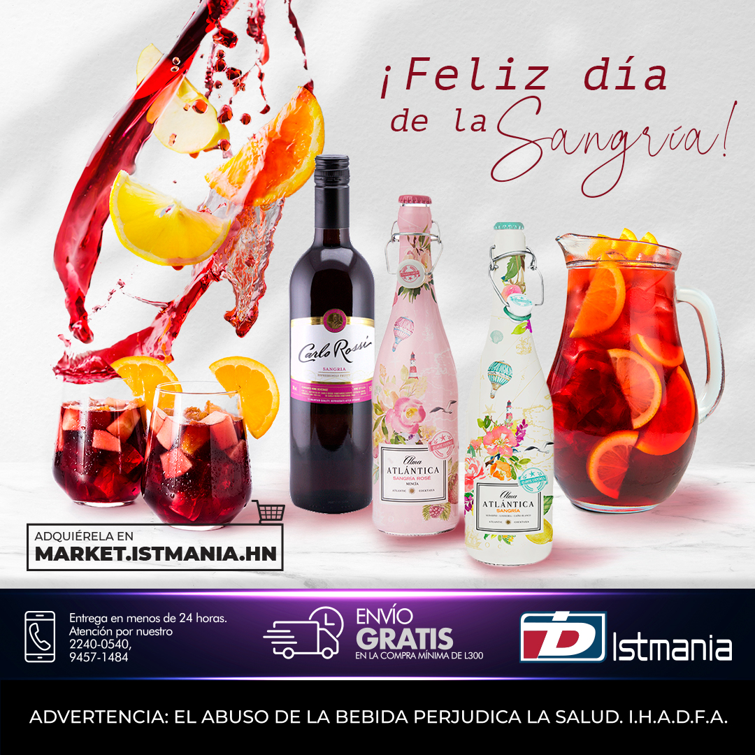 istmaniahn's tweet photo. 🥳FELIZ DIA DE LA SANGRIA encuentra la mejor variedad en https://t.co/nPENQ3SY1t
🛵ENVIO GRATIS en compras mayores o iguales a L.300, entrega en menos de 24 horas.☎️ Call Center 2240-0540, 9457-1484
.
.
#SomosIstmania #Marcaslideres #Sangria https://t.co/HIJa35Uwv9