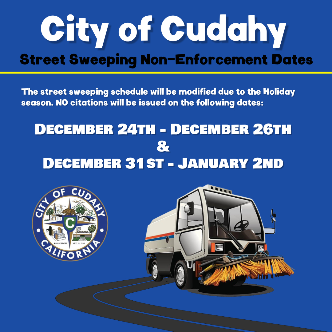 City of Cudahy, CA on Twitter "The street sweeping schedule for the