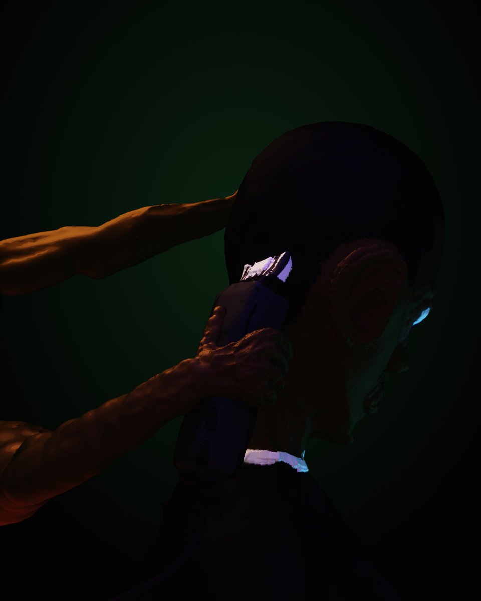 aforestsociety's tweet photo. From VRvember Day 21: Haircut. I sculpted this in @SculptrVR and rendered in Blender. Part of my journey exploring the various VR creative tools and their uses. https://t.co/r5aIIV6C2Y