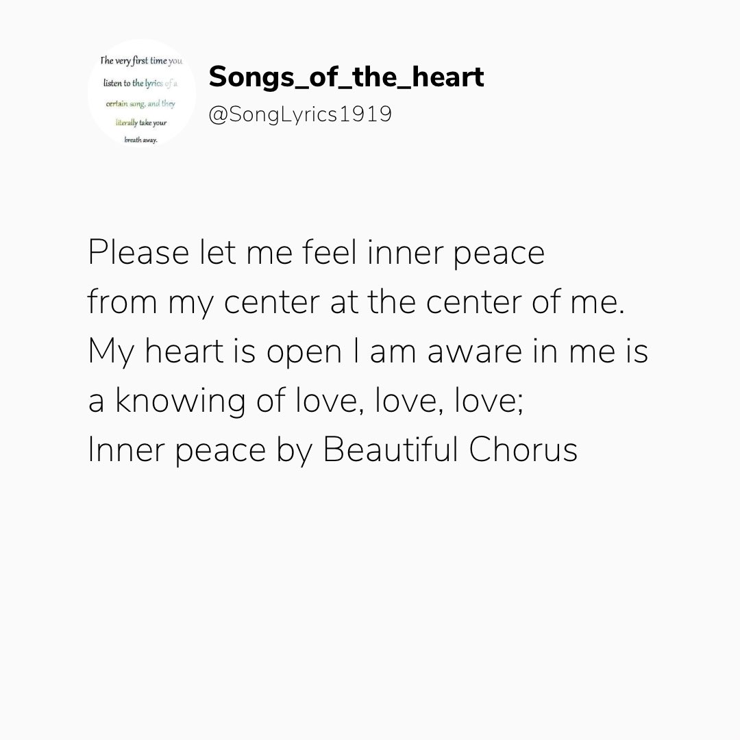 SongLyrics1919's tweet photo. Inner peace from the album hymns of spirit by @BeautifulChorus  
.
.
.
.
#music #hymns #spirituality #spirit #followyourheart #musicisart #Listen #trustyourjourney https://t.co/iwtDHnvNXk